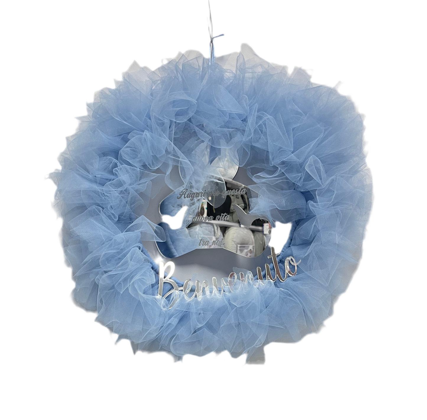 Coccarda Tonda con Teddy in Plexiglass Personalizzata con Nome 60cm