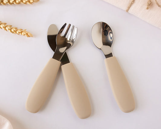 Posate in Acciaio Inox Kiokids Manico in Silicone Vari Colori