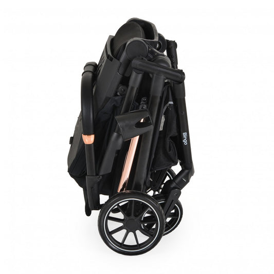 Passeggino Moni Bingo Fronte Mamma e Fronte Strada con Coprigambe, Zaino e Porta Biberon Omologato 0/22kg Nero