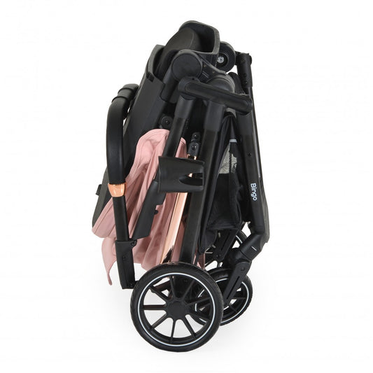 Passeggino Moni Bingo Fronte Mamma e Fronte Strada con Coprigambe, Zaino e Porta Biberon Omologato 0/22kg Rosa