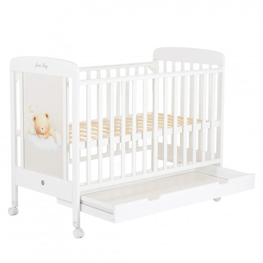 Cangaroo Luna Hug Culla in legno + Materasso + Asta con Velo con Pannello Led Illuminato