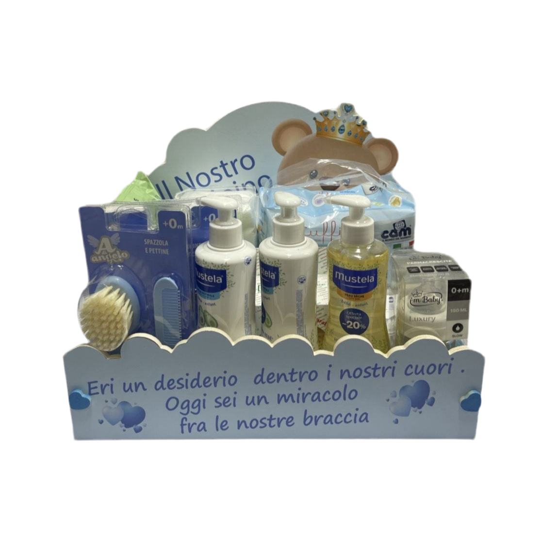 Cesto Nascita Mustela Vari Colori Disponibili Completo di Prodotti