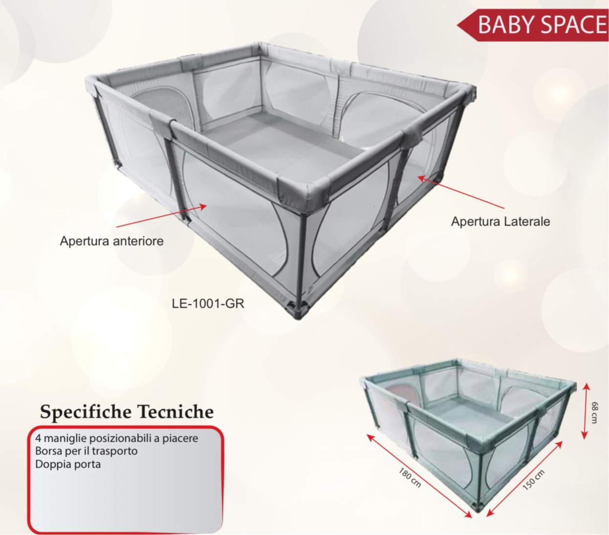 Leonie Baby Space Box Recinto + Tappeto 180x150cm