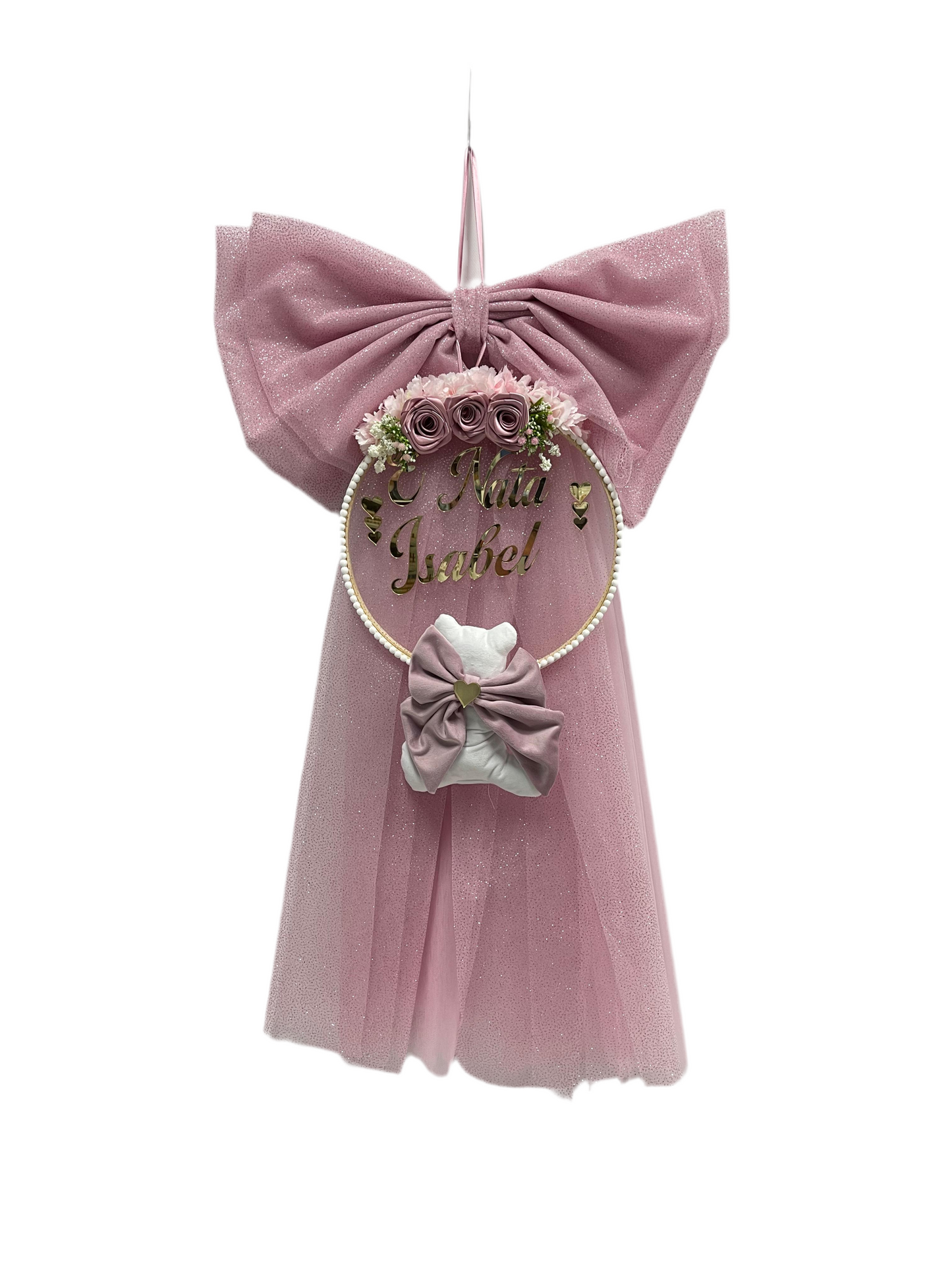 Coccarda Fiocco Teddy Personalizzata con Nome 80cm