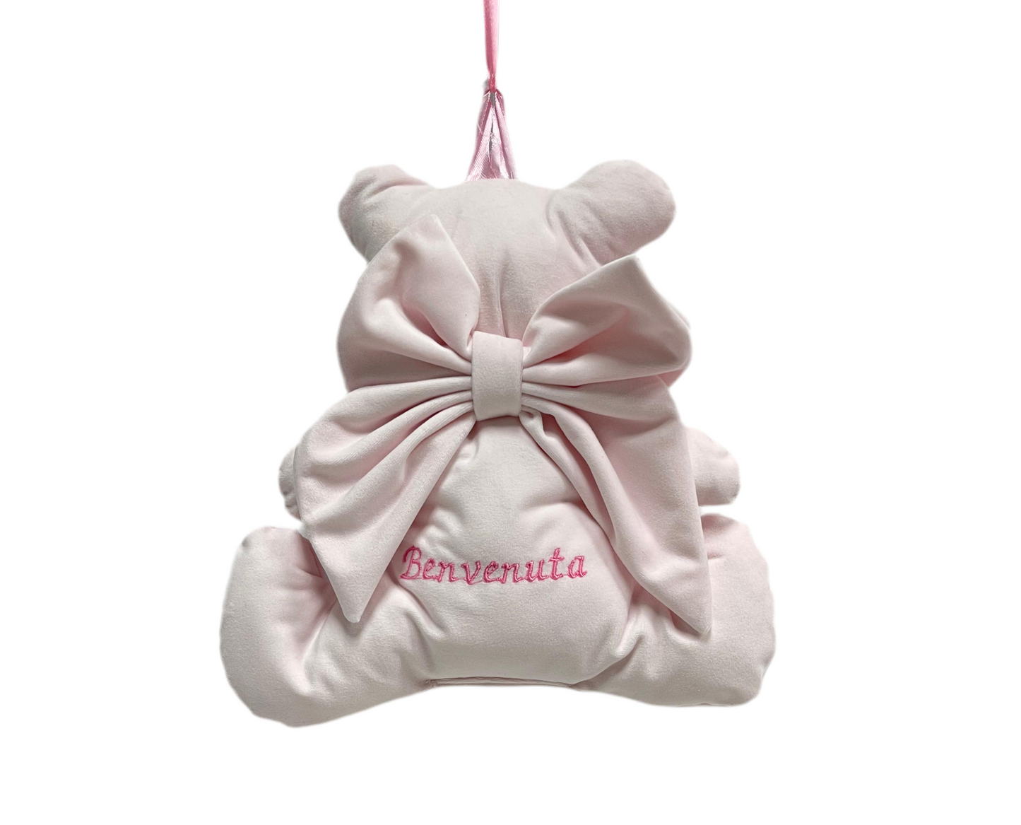 Fuoriporta Teddy in Velluto Personalizzato con Nome 25cm
