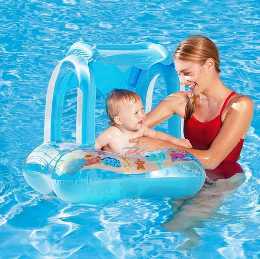 Canotto Salvagente Gonfiabile con Tettoia per Bambini Azzurro