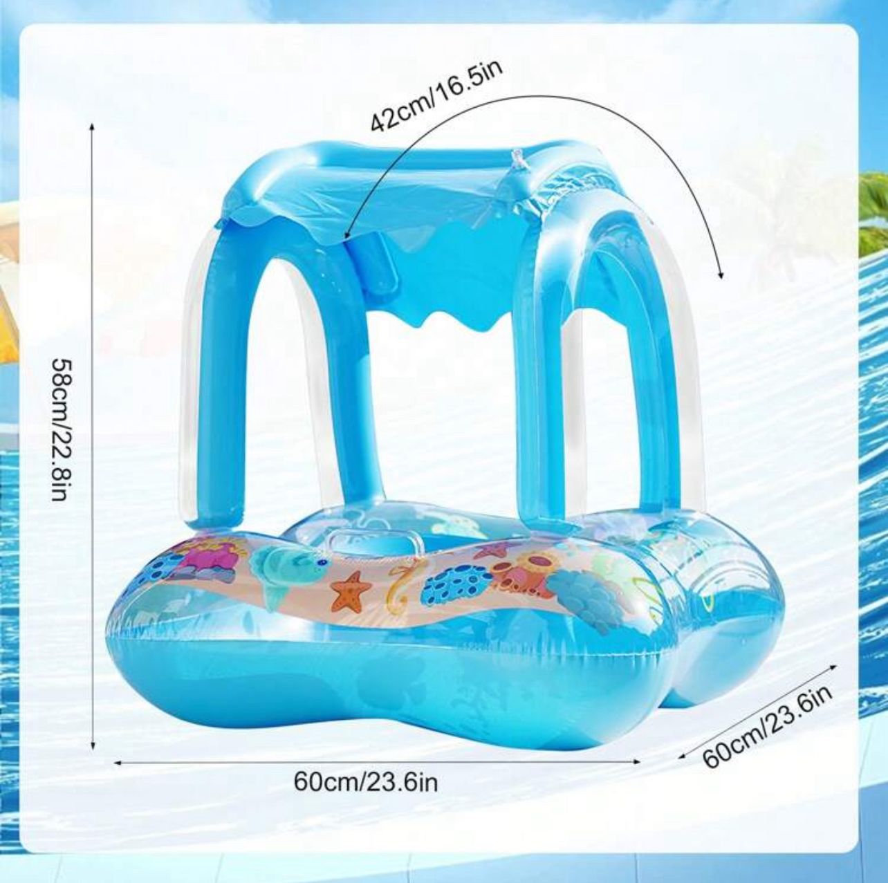 Canotto Salvagente Gonfiabile con Tettoia per Bambini Azzurro