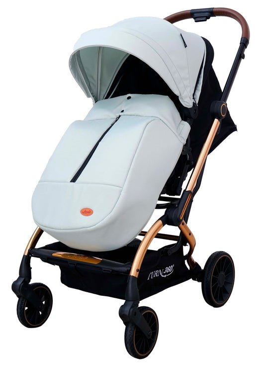 Passeggino Leonie Turn 360 Fronte Mamma e Fronte Strada con Coprigambe, Zaino e Zanzariera Omologato 0/22kg Beige