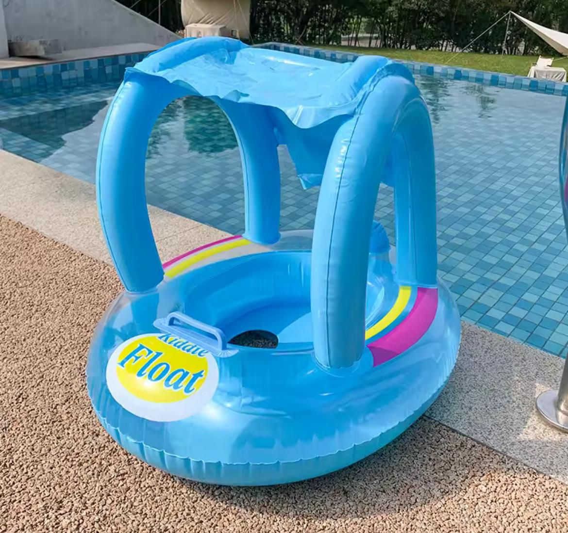 Canotto Salvagente Gonfiabile con Mutandina e con Tettoia per Bambini Azzurro