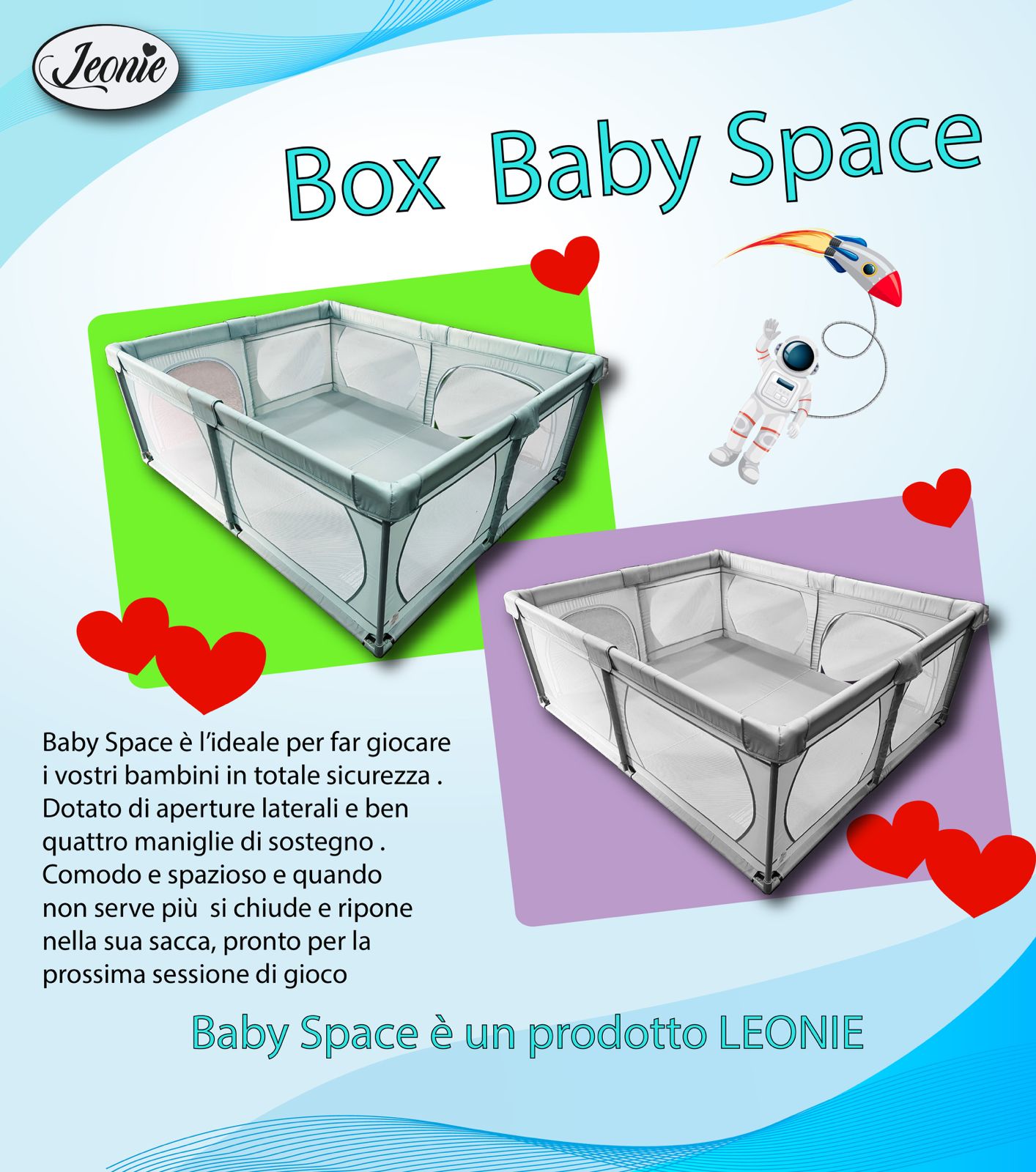 Leonie Baby Space Box Recinto + Tappeto 180x150cm