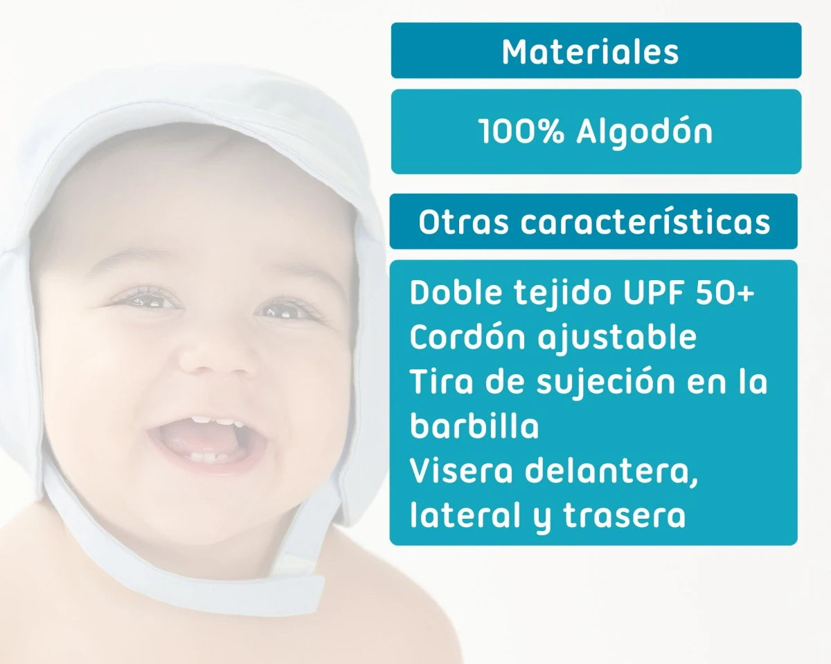 Kiokids Berretto da bambino con protezione solare upf50+ blu