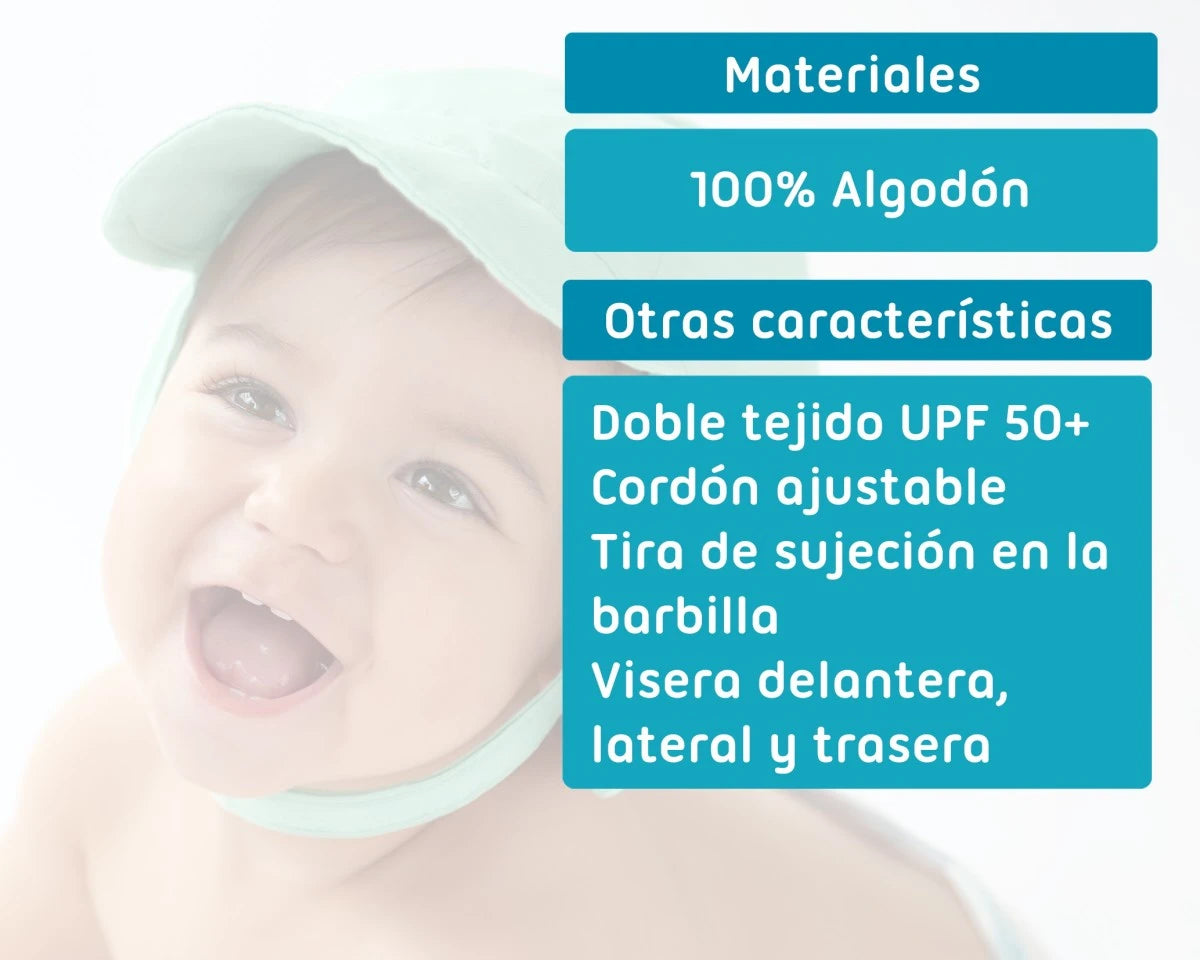 Kiokids Berretto da bambino con protezione solare upf50+ menta