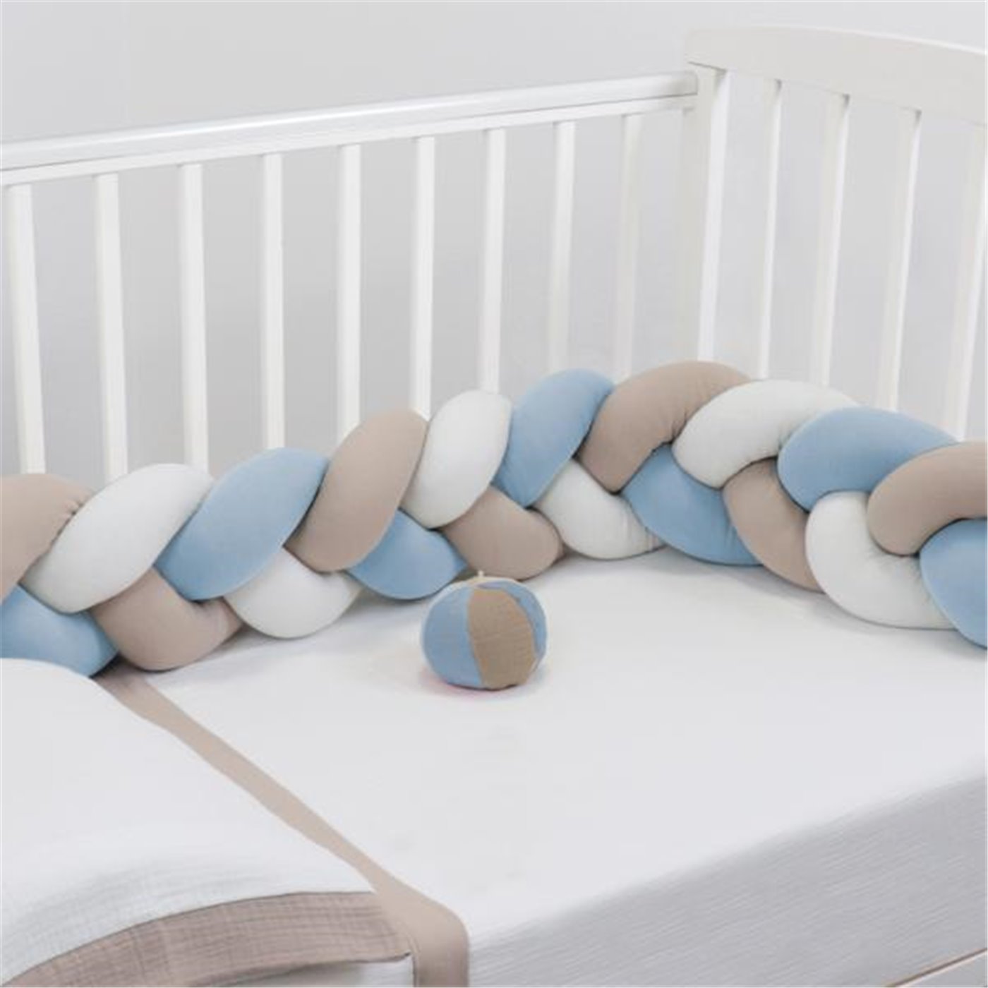 Bibo Treccia Paracolpi 215 cm Tricolore Azzurro-Beige-Bianco
