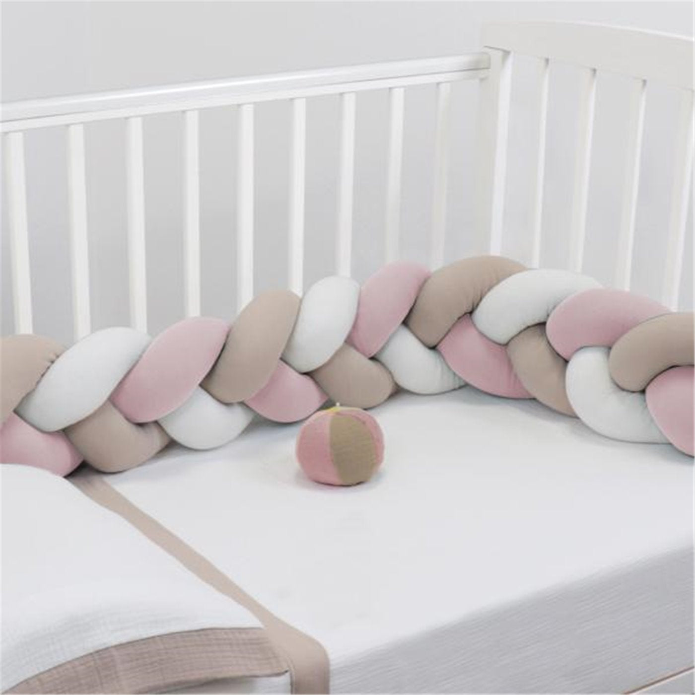 Bibo Treccia Paracolpi 215 cm Tricolore Rosa-Beige-Bianco
