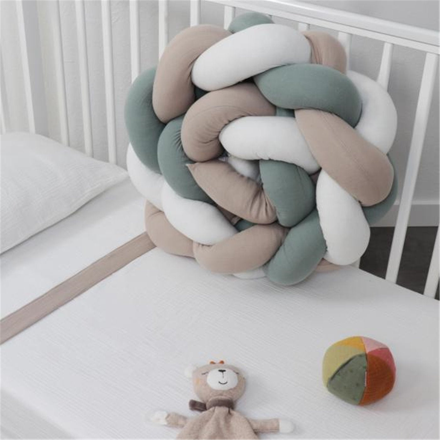 Bibo Treccia Paracolpi 215 cm Tricolore Verde-Beige-Bianco