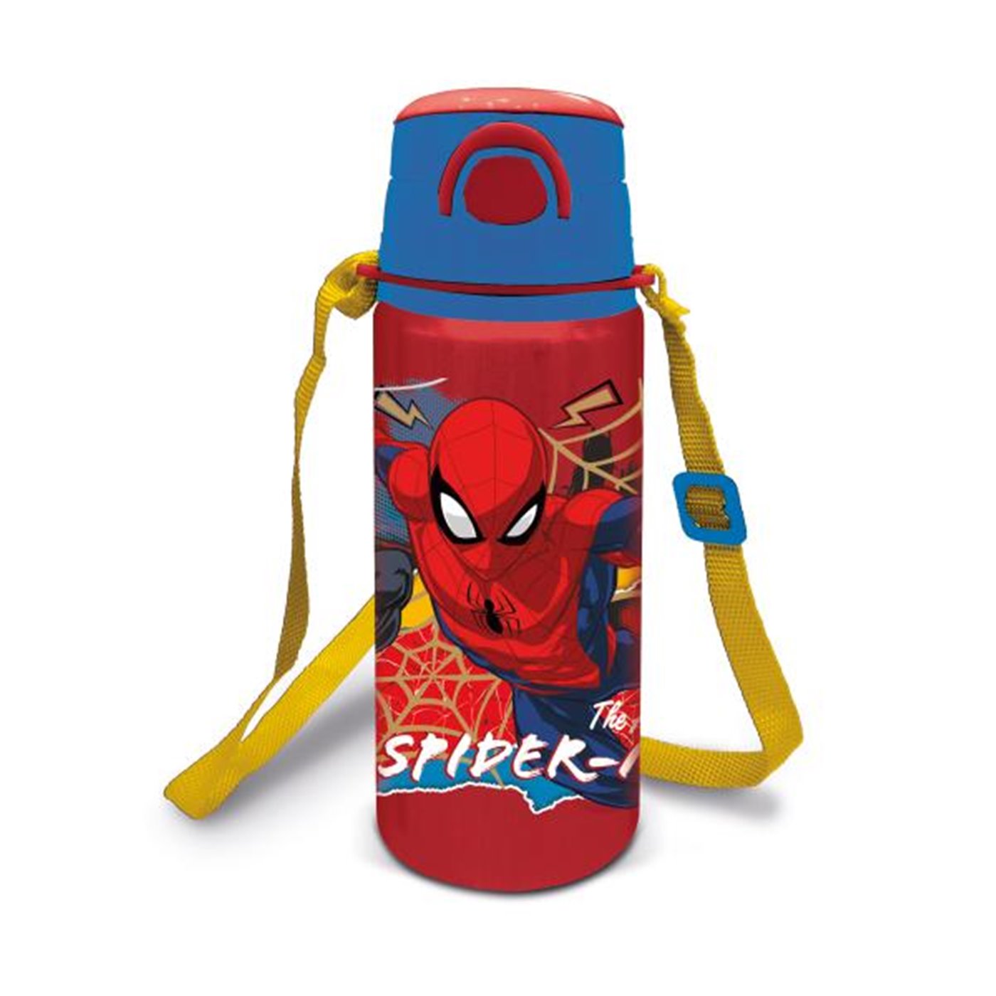 Borraccia in Alluminio Spider Man da 730ml con Cannuccia in Silicone e Tracolla