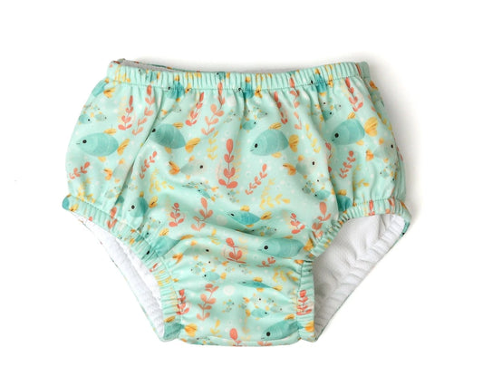 Kiokids Costume da bagno e pannolino con protezione upf50+ menta