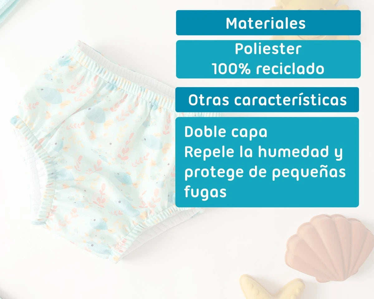 Kiokids Costume da bagno e pannolino con protezione upf50+ menta
