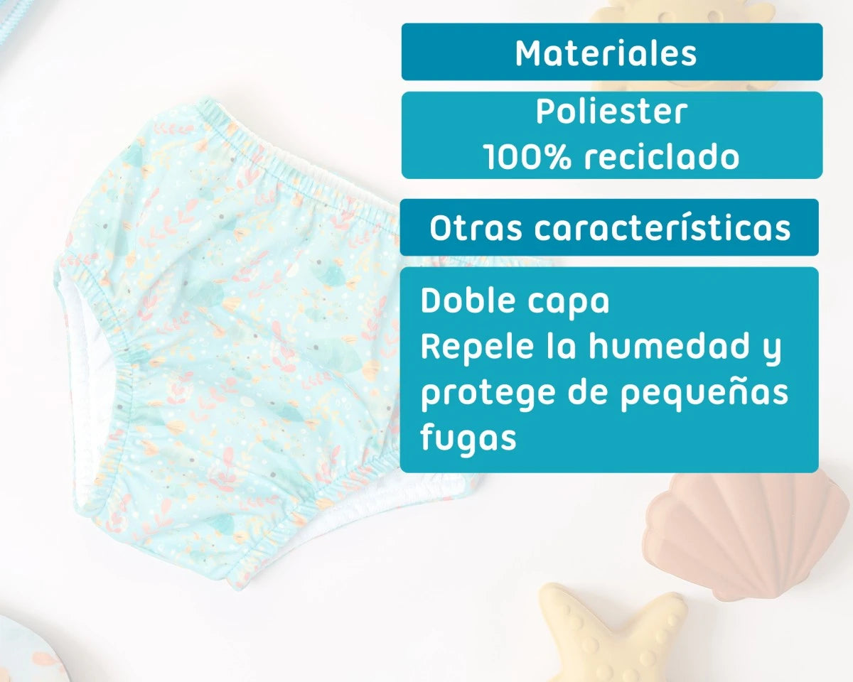 Kiokids Costume da bagno e pannolino con protezione upf50+ blu
