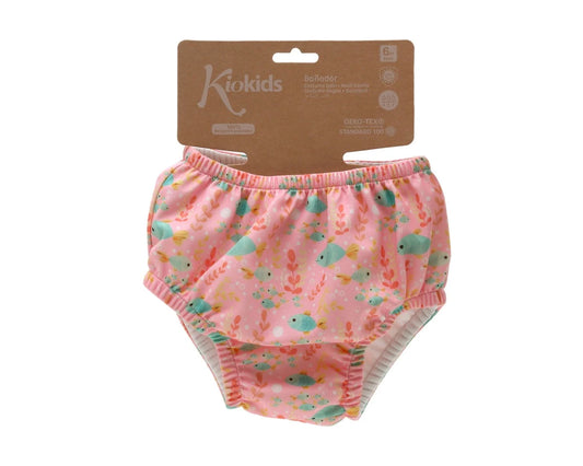 Kiokids Costume da bagno e pannolino con protezione upf50+ rosa