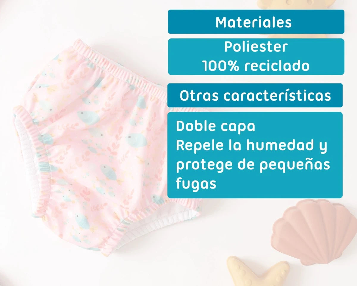 Kiokids Costume da bagno e pannolino con protezione upf50+ rosa