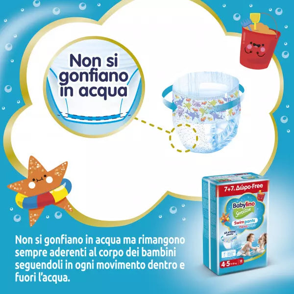 Babylino Pannolini Mare e Piscina Taglia 5-6 Da 14+kg Conf. 14PZ