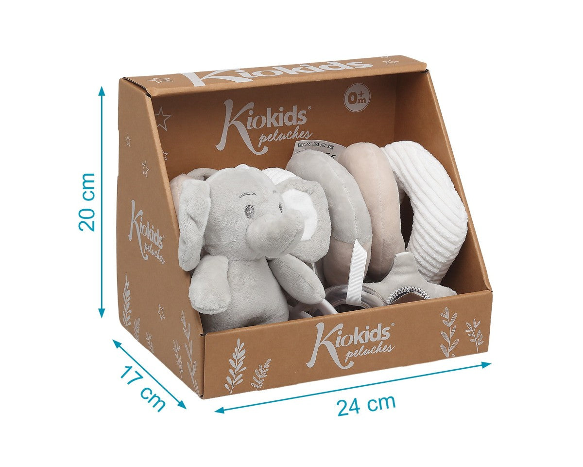 Kiokids Peluche Spirale Elefante Grigio e Beige 35cm