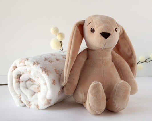 Copertina con Peluce Coniglietto Marrone Kiokids 100x100