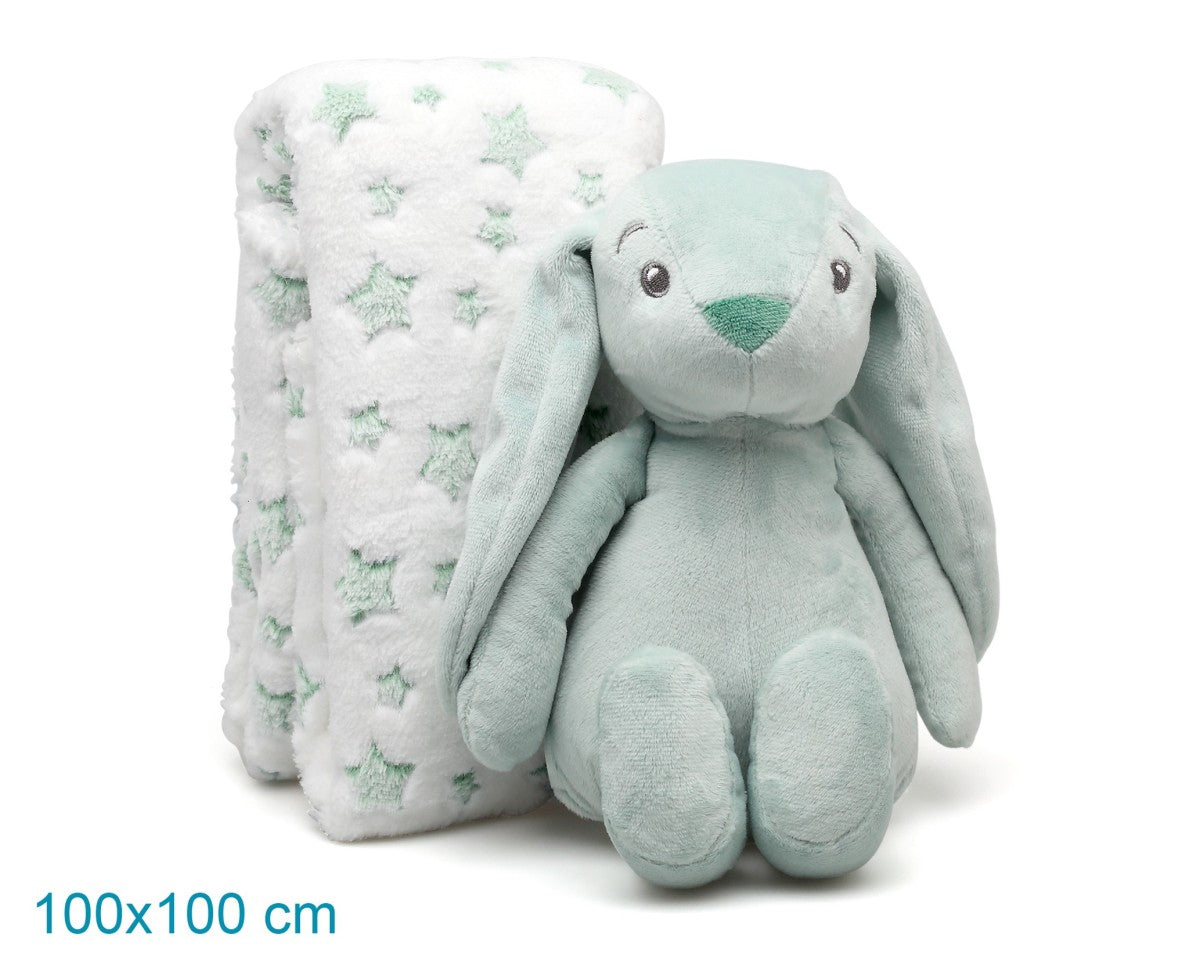 Copertina con Peluche Coniglietto Kiokids 100x100