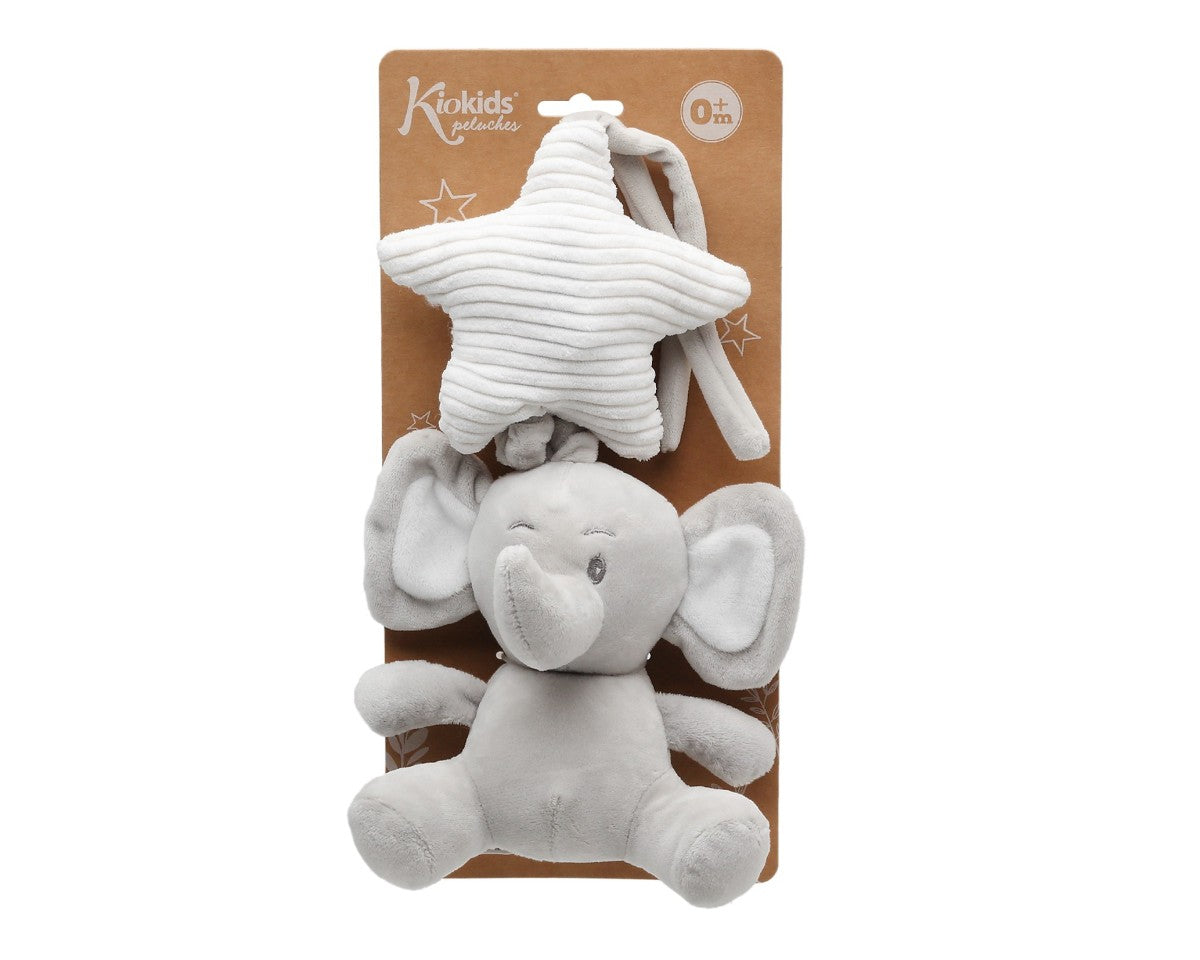 Kiokids Peluche Carillon Elefante Grigio Musicale per Culla