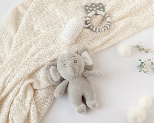 Kiokids Peluche Sonaglino Elefante Grigio per Culla