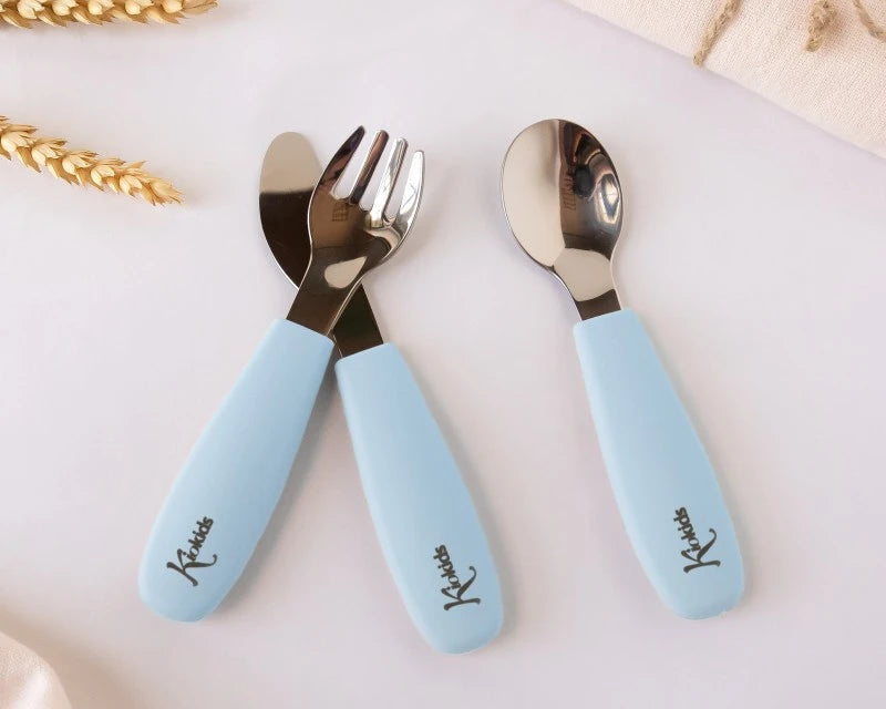 Posate in Acciaio Inox Kiokids Manico in Silicone Vari Colori