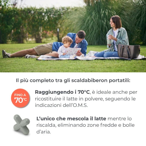 Nuvita Scaldabiberon Portatile Universale Mix70 con Funzione Scalda e Mescola 70 Gradi