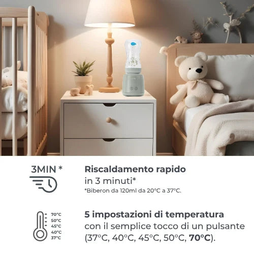Nuvita Scaldabiberon Portatile Universale Mix70 con Funzione Scalda e Mescola 70 Gradi