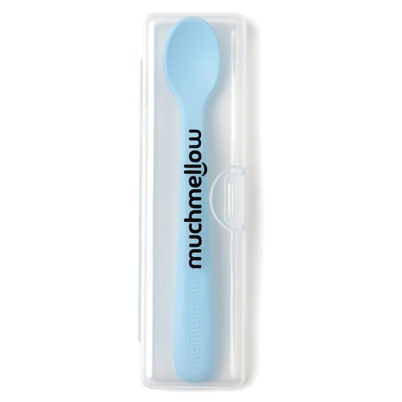 Muchmellow Set 2 pezzi cucchiai in silicone con custodia azzurro e blu