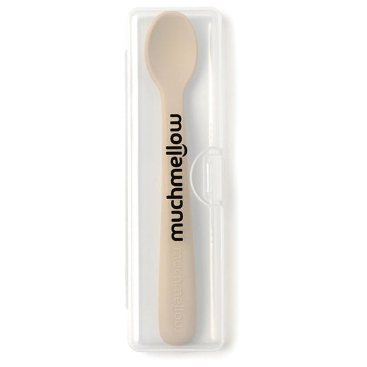 Muchmellow Set 2 pezzi cucchiai in silicone con custodia beige e verde