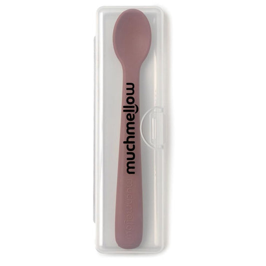 Muchmellow Set 2 pezzi cucchiai in silicone con custodia rosa e rosso