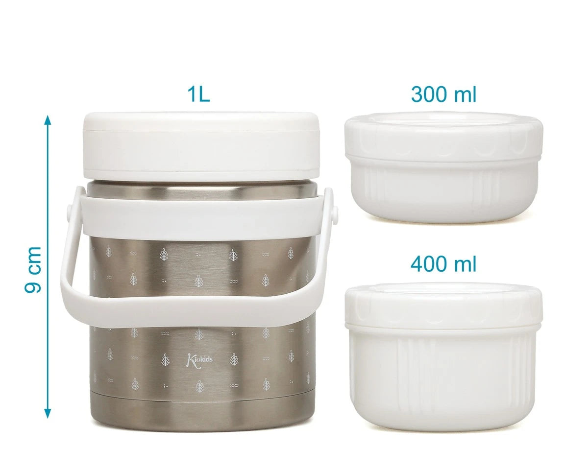 Kiokids Thermos in Acciaio Doppio Scompartimento 300ml+400ml