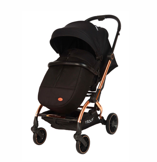 Passeggino Leonie Turn 360 Fronte Mamma e Fronte Strada con Coprigambe, Zaino e Zanzariera Omologato 0/22kg Nero