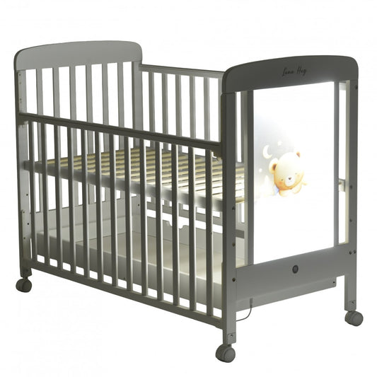 Cangaroo Luna Hug Culla in legno + Materasso + Asta con Velo con Pannello Led Illuminato
