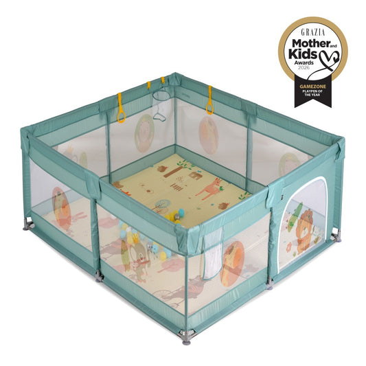 Moni GameZone Box Recinto per Bambini 120x120cm Completo di Tappeto, 60 Palline e Accessori Vari Colori