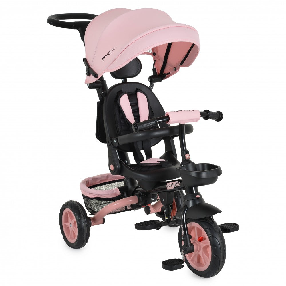 Triciclo Byox Explore con Manubrio Pieghevole Rosa