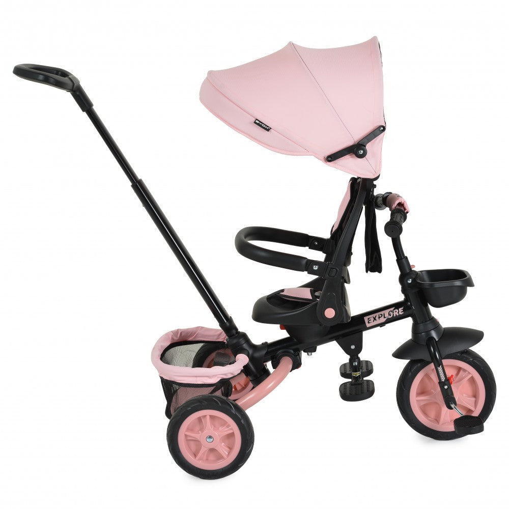 Triciclo Byox Explore con Manubrio Pieghevole Rosa