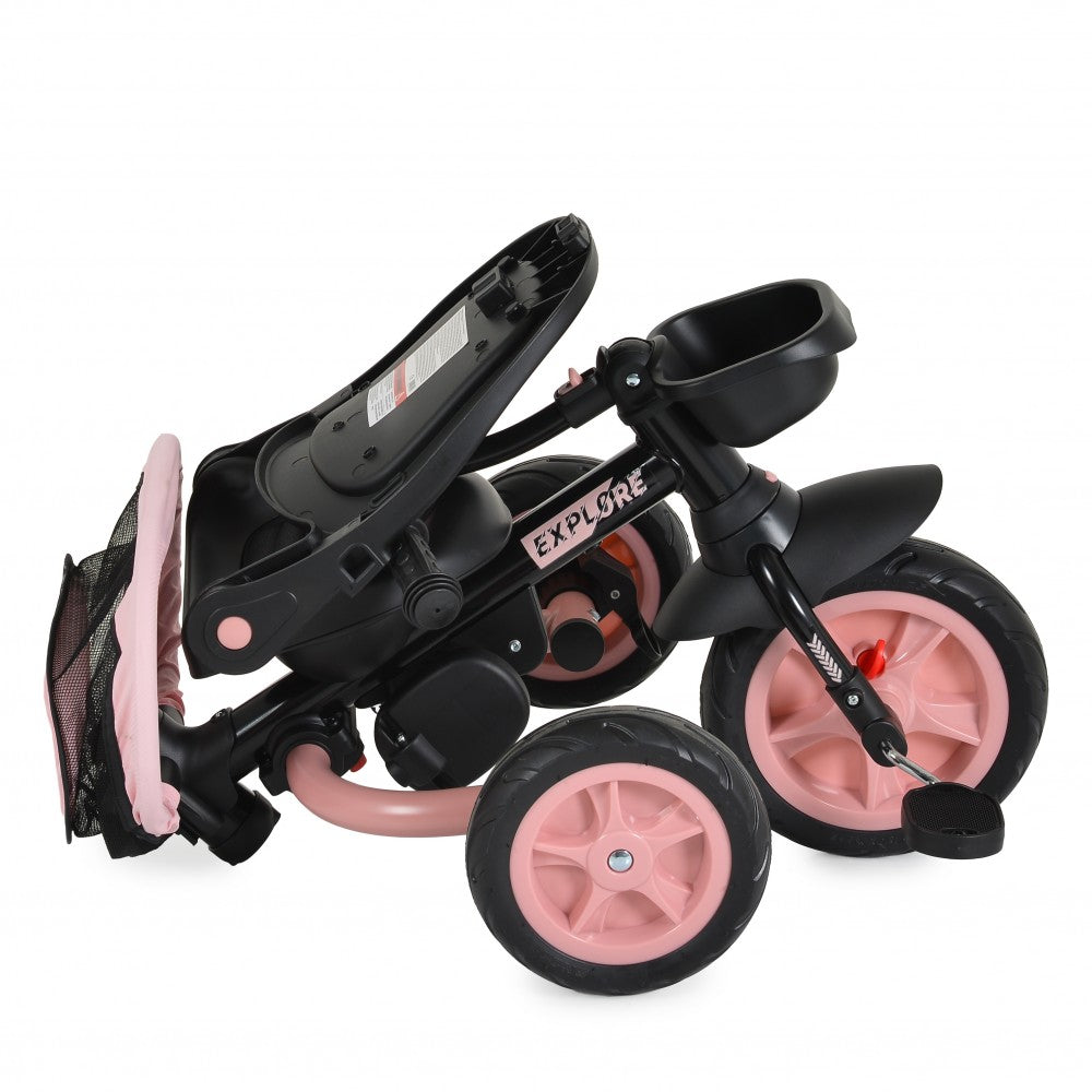 Triciclo Byox Explore con Manubrio Pieghevole Rosa