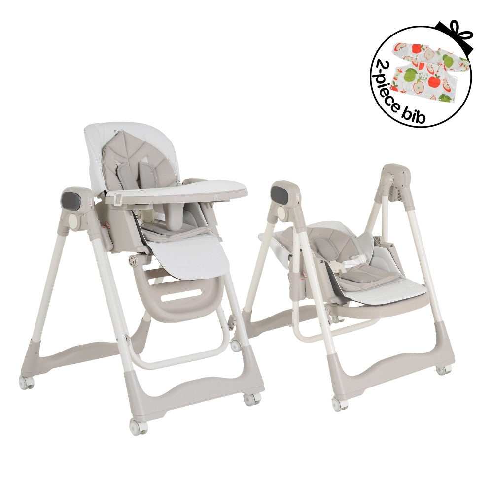 Moni Fuji Sediolone Pappa e Altalena Beige 2in1 con Bavaglino in Omaggio