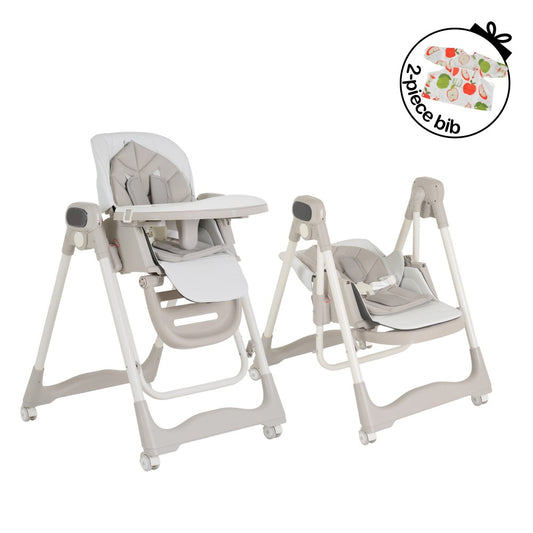 Moni Fuji Sediolone Pappa e Altalena Beige 2in1 con Bavaglino in Omaggio