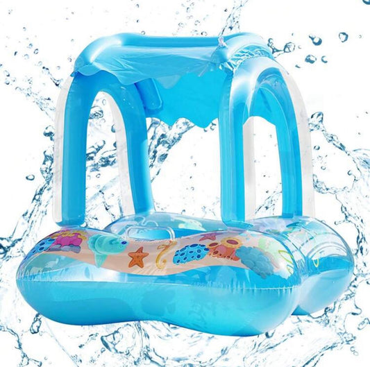 Canotto Salvagente Gonfiabile con Tettoia per Bambini Azzurro