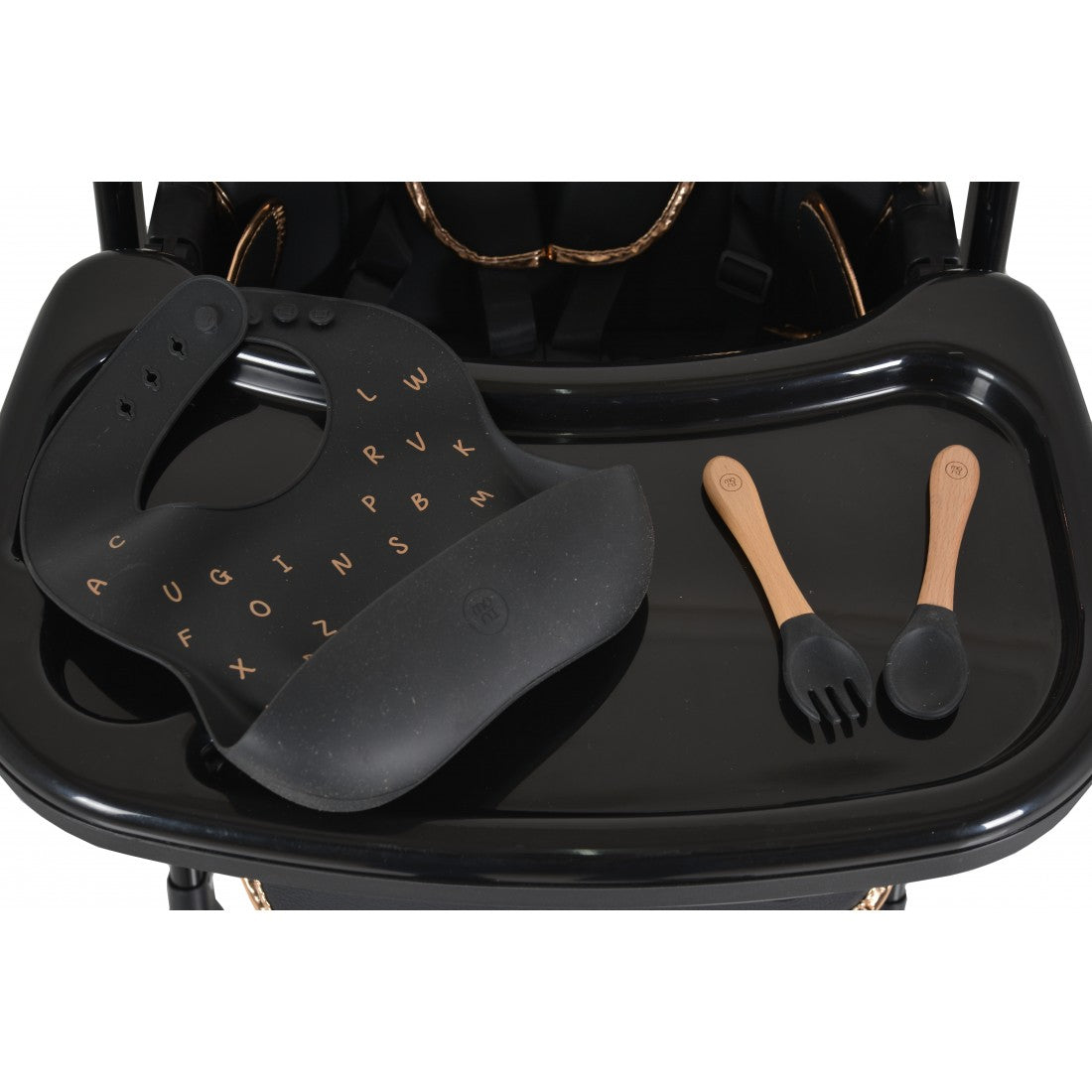 Sediolone Pappa Moni Lindo Nero + Bavaglino e Posate in Silicone OMAGGIO