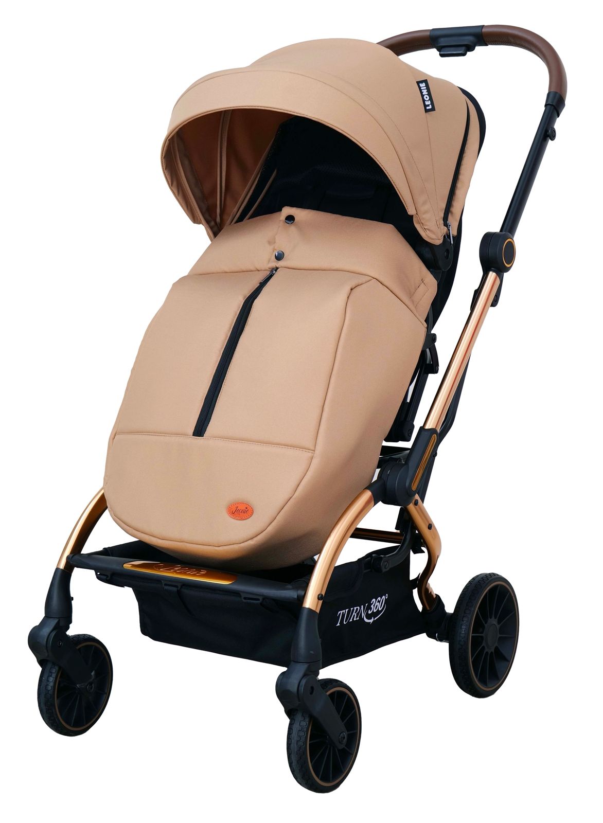 Passeggino Leonie Turn 360 Fronte Mamma e Fronte Strada con Coprigambe, Zaino e Zanzariera Omologato 0/22kg Verde Acqua
