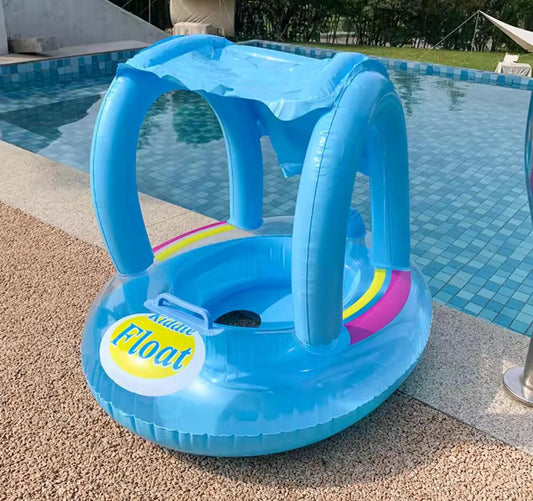 Canotto Salvagente Gonfiabile con Mutandina e con Tettoia per Bambini Azzurro